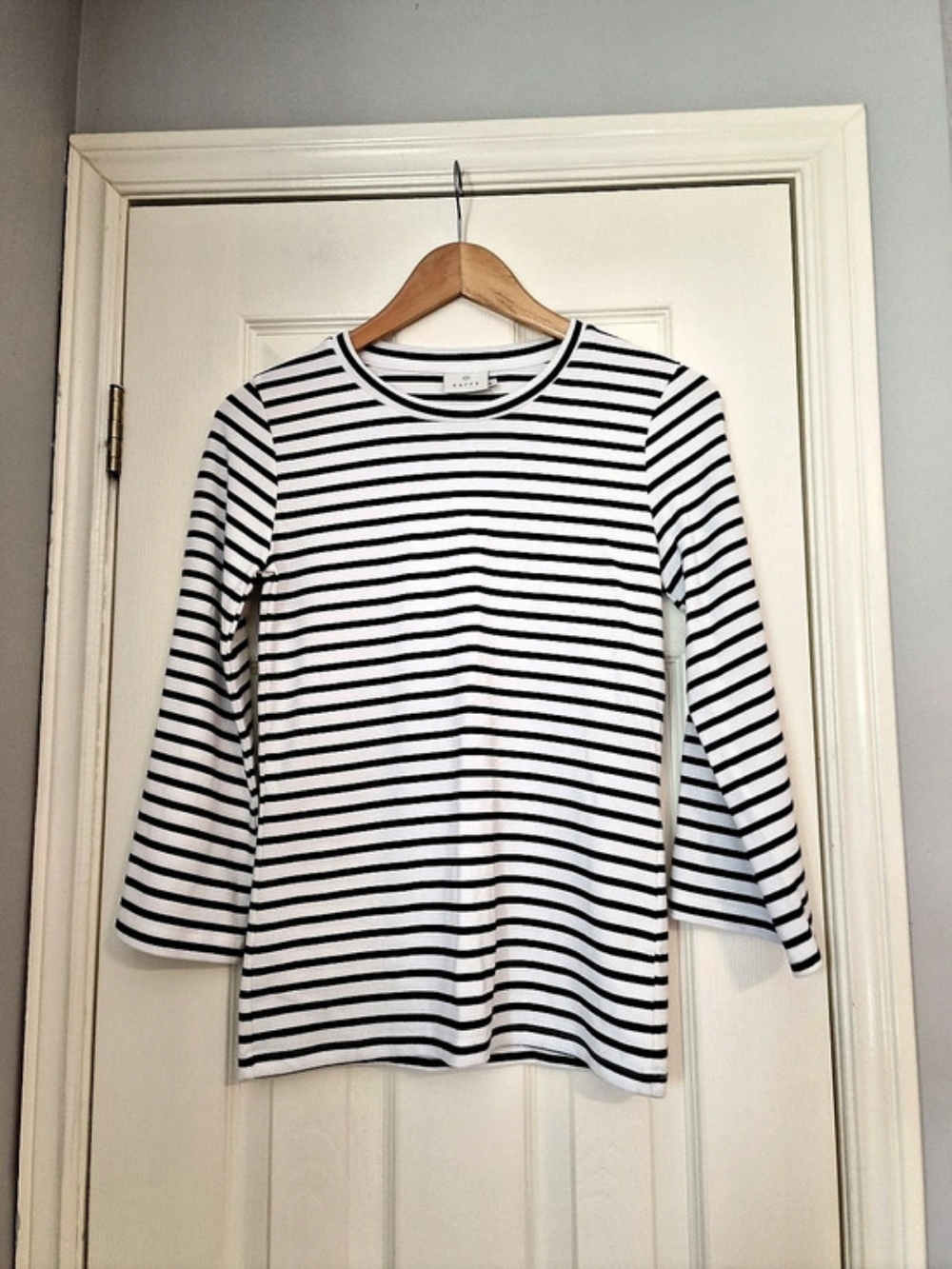Kaffe Long Sleeve Striped T-Shirt White & Black Size Small